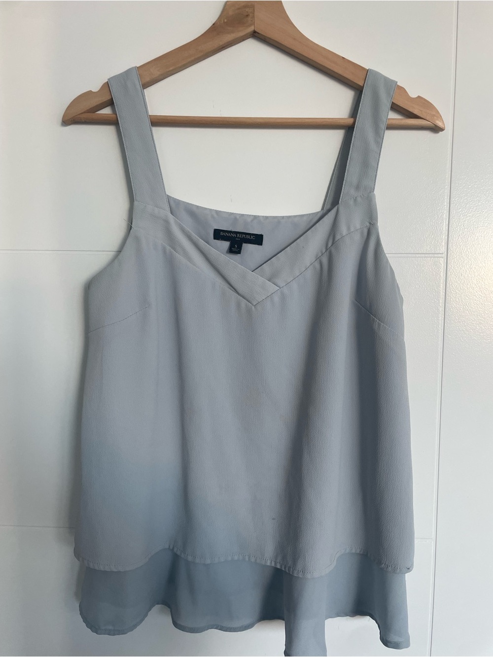 Banana Republic Light Blue Double-Layer Chiffon V-Neck Tank